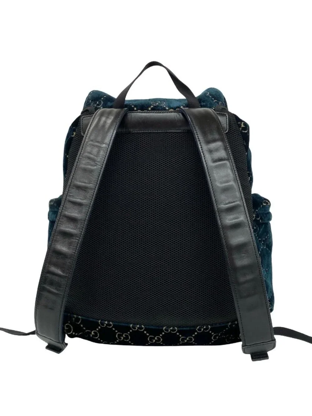 Gucci GG Velvet Velour Leather Backpack Green Black